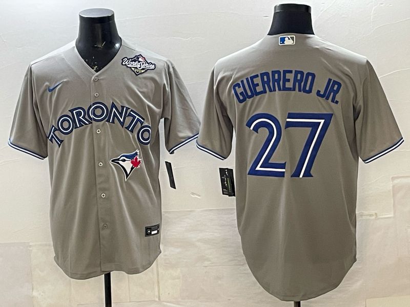 Men 2025 Nike Toronto Blue Jays #27 Guerrero jr Grey Game MLB Jersey 03